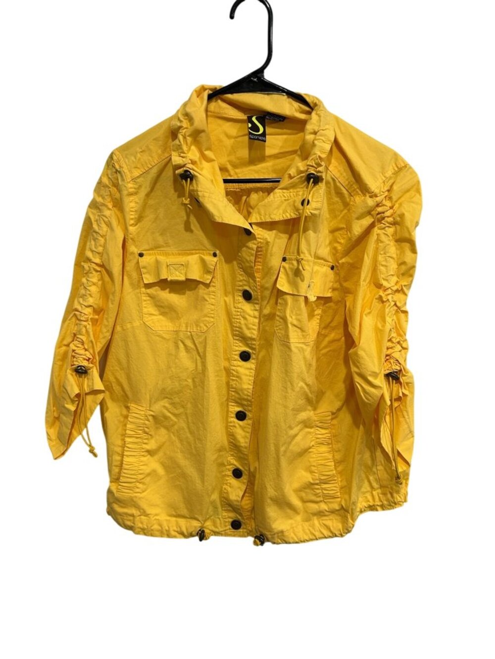 Sportelle Snap Front Cinched Sleeve Jacket Yellow Sz XL Outdoor Gorpcore